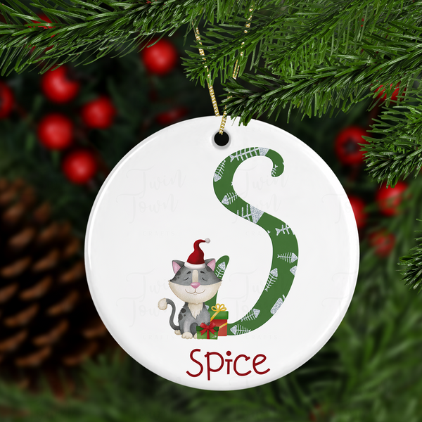 Personalised Christmas cat decoration