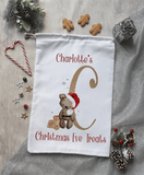 Brown teddy bear alphabet christmas eve treat bag - Twin Town Crafts