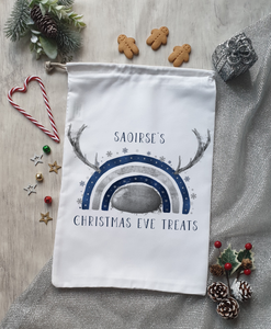 Navy and Silver christmas reinbow christmas eve treat bag