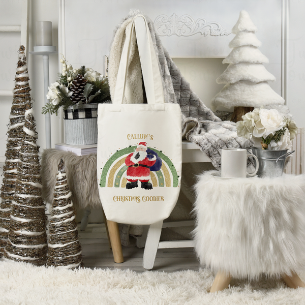 Green/blue Christmas rainbow Christmas tote bag