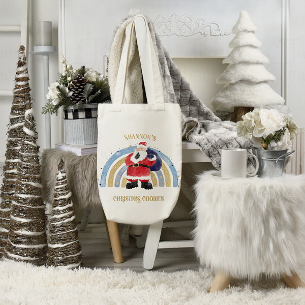 Green/blue Christmas rainbow Christmas tote bag