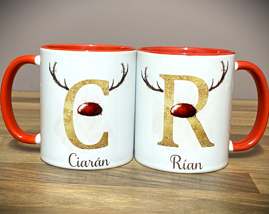 Personalised Reindeer alphabet 11oz Christmas mug