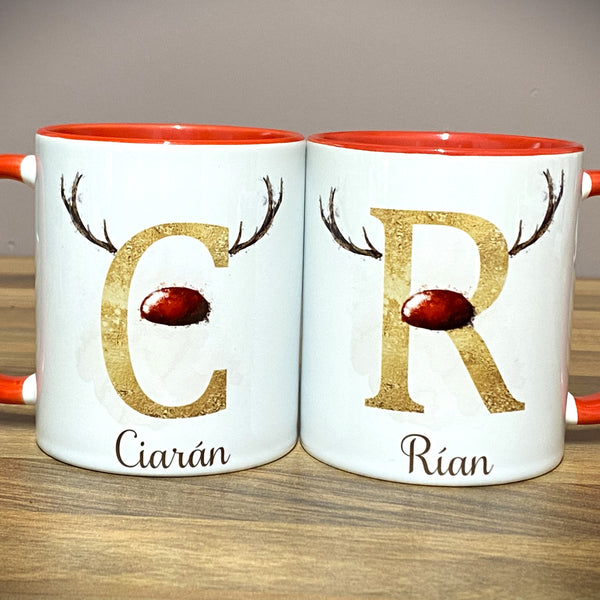 Personalised Reindeer alphabet 11oz Christmas mug
