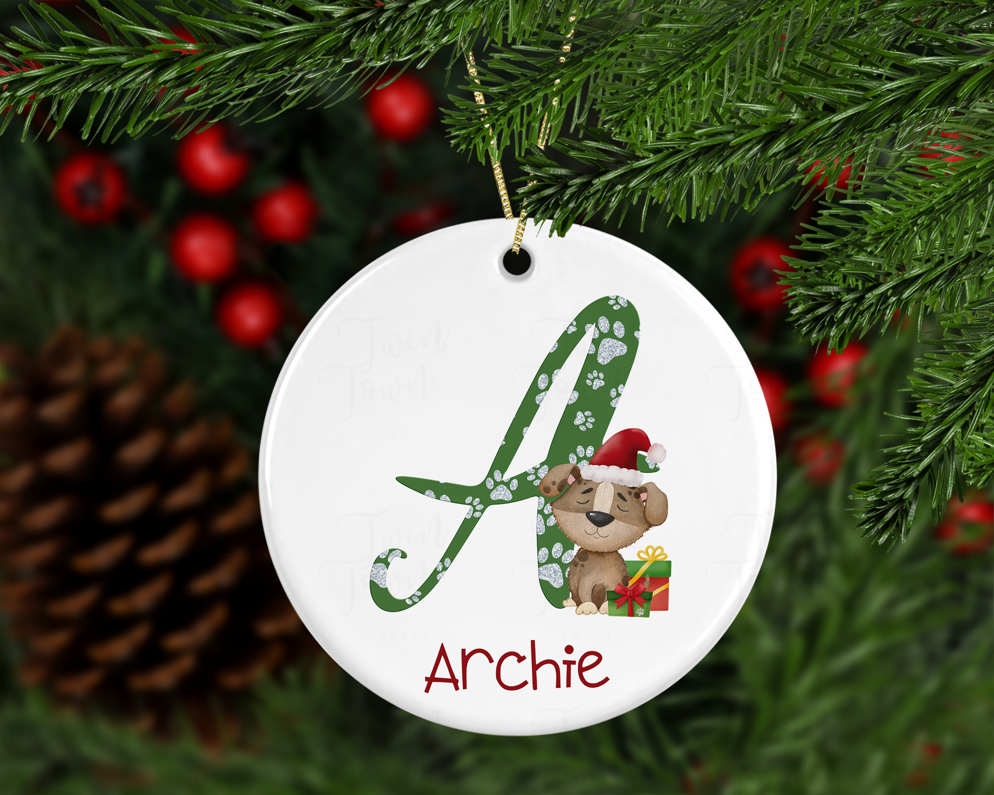 Personalised Christmas dog decoration
