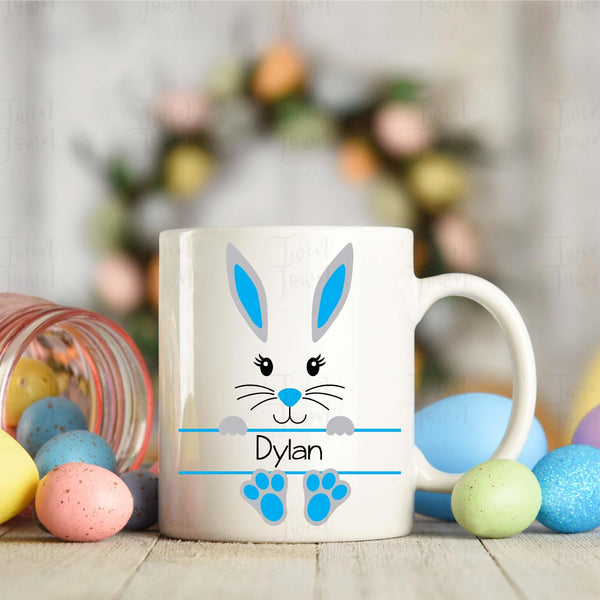 Personalised blue bunny mug - Twin Town Crafts