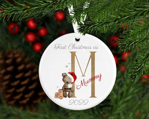 Christmas brown bear alphabet tree decoration