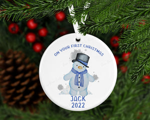 Personalised Snowman tree decoration