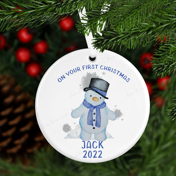 Personalised Snowman tree decoration
