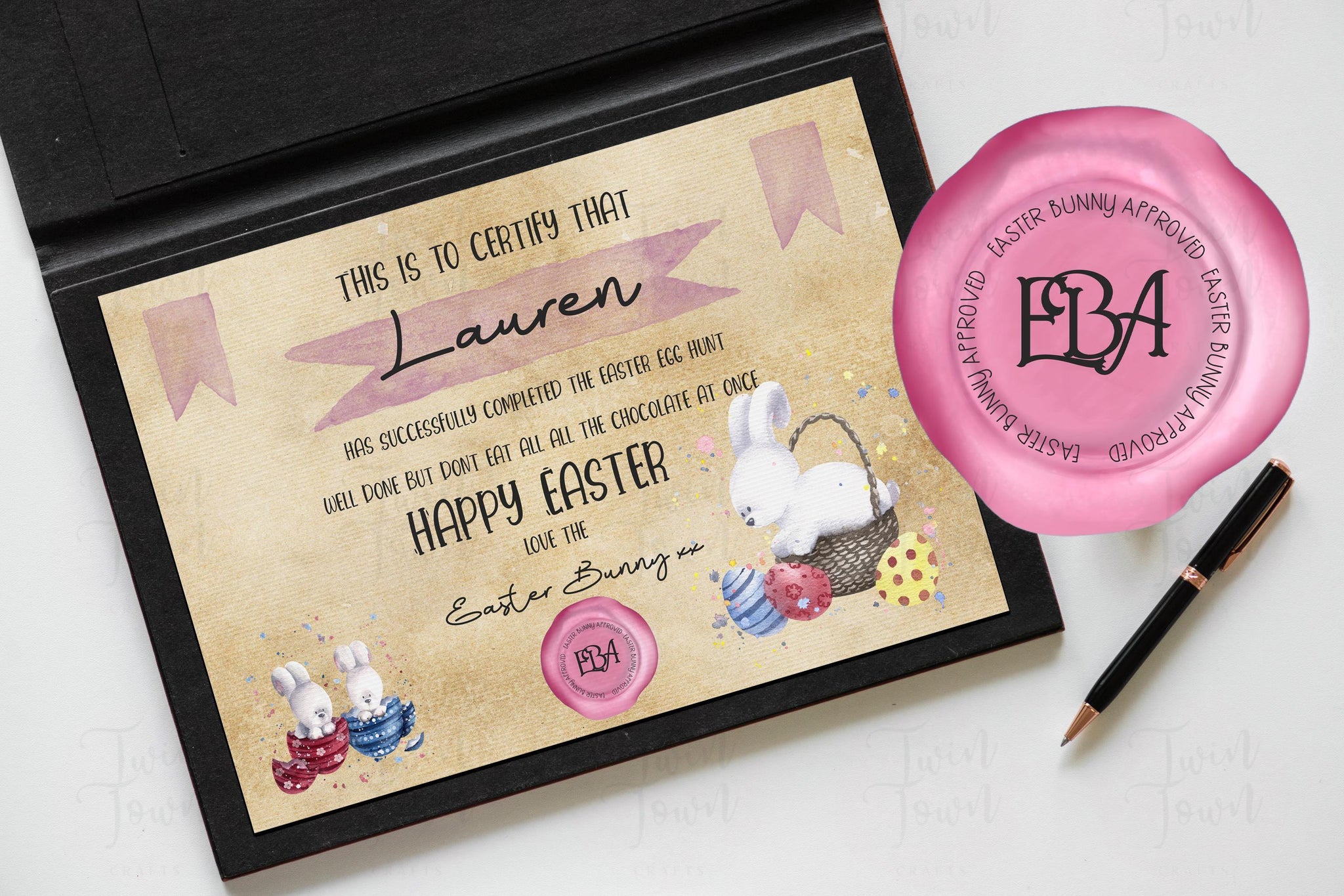 Copy of Personalised Blue Easter Bunny Certificates - Twin Town Crafts