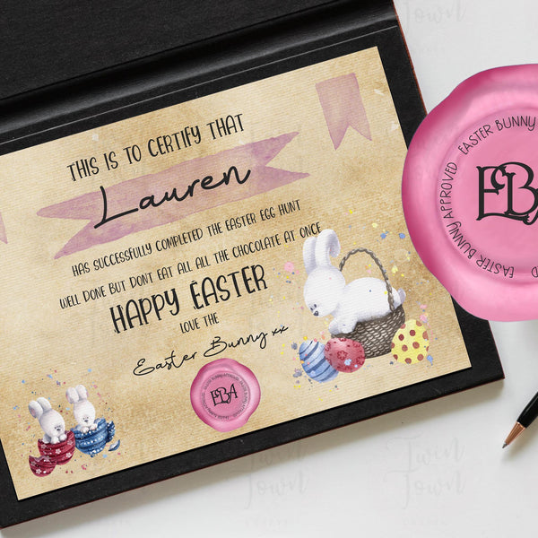 Copy of Personalised Blue Easter Bunny Certificates - Twin Town Crafts