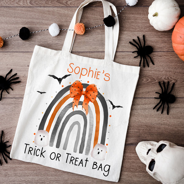 Personalised Halloween Rainbow trick or treat bag
