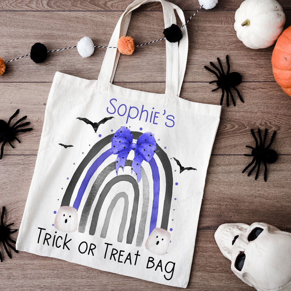 Personalised Halloween Rainbow trick or treat bag