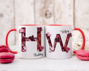 Personalised Hubby/Wifey 11oz Red mugs