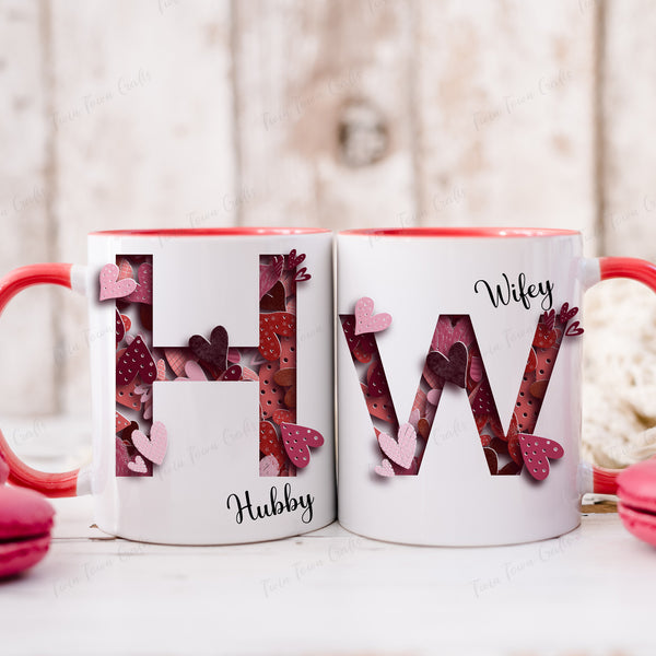 Personalised Hubby/Wifey 11oz Red mugs