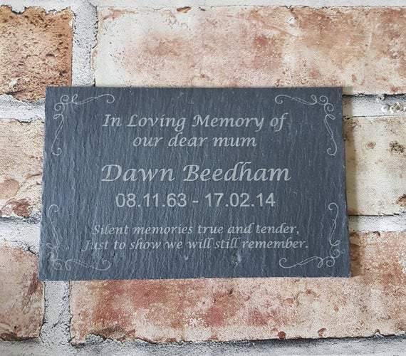 Memorial Engraved slate - Twin Town Crafts