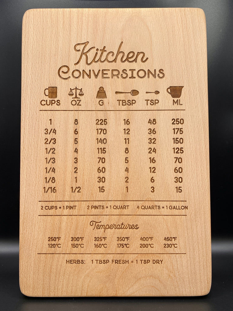 Cooking Conversion Board Kitchen Conversion Chopping Board | Accurate Cooking Measurements ...