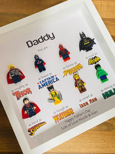 Superhero 8 figure frame (Printed and Scrabble Style)