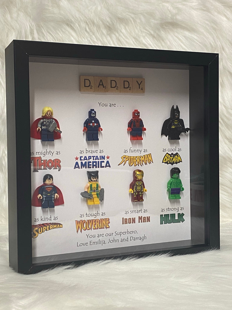 Superhero 8 figure frame (Printed and Scrabble Style)