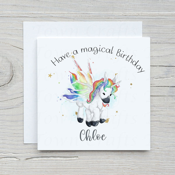 Personalised Unicorn Birthday card