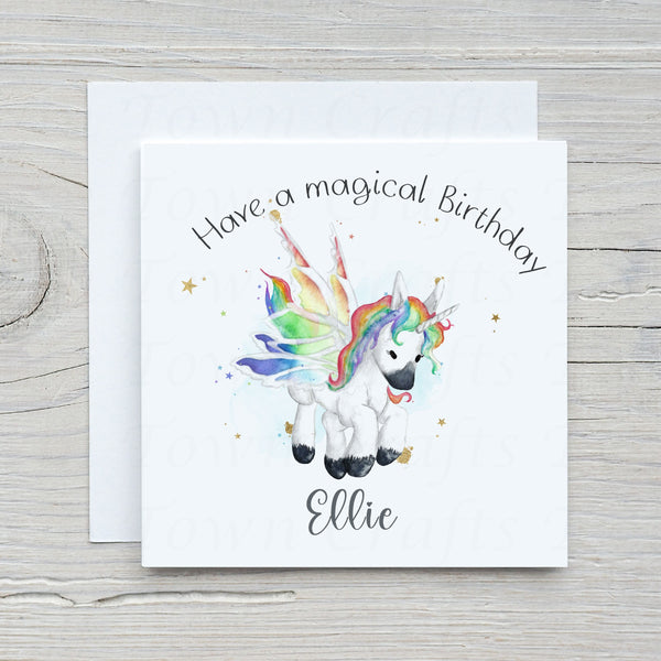 Personalised Unicorn Birthday card