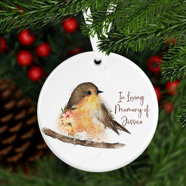 Memorial Christmas Robin tree decoration
