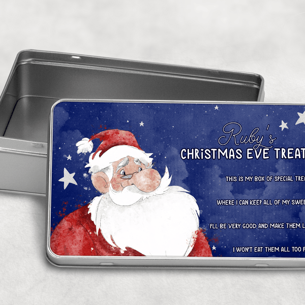 Blue background Santa Christmas Tin - Twin Town Crafts