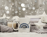 Navy and Gold/Navy and Silver reinbow Christmas mug