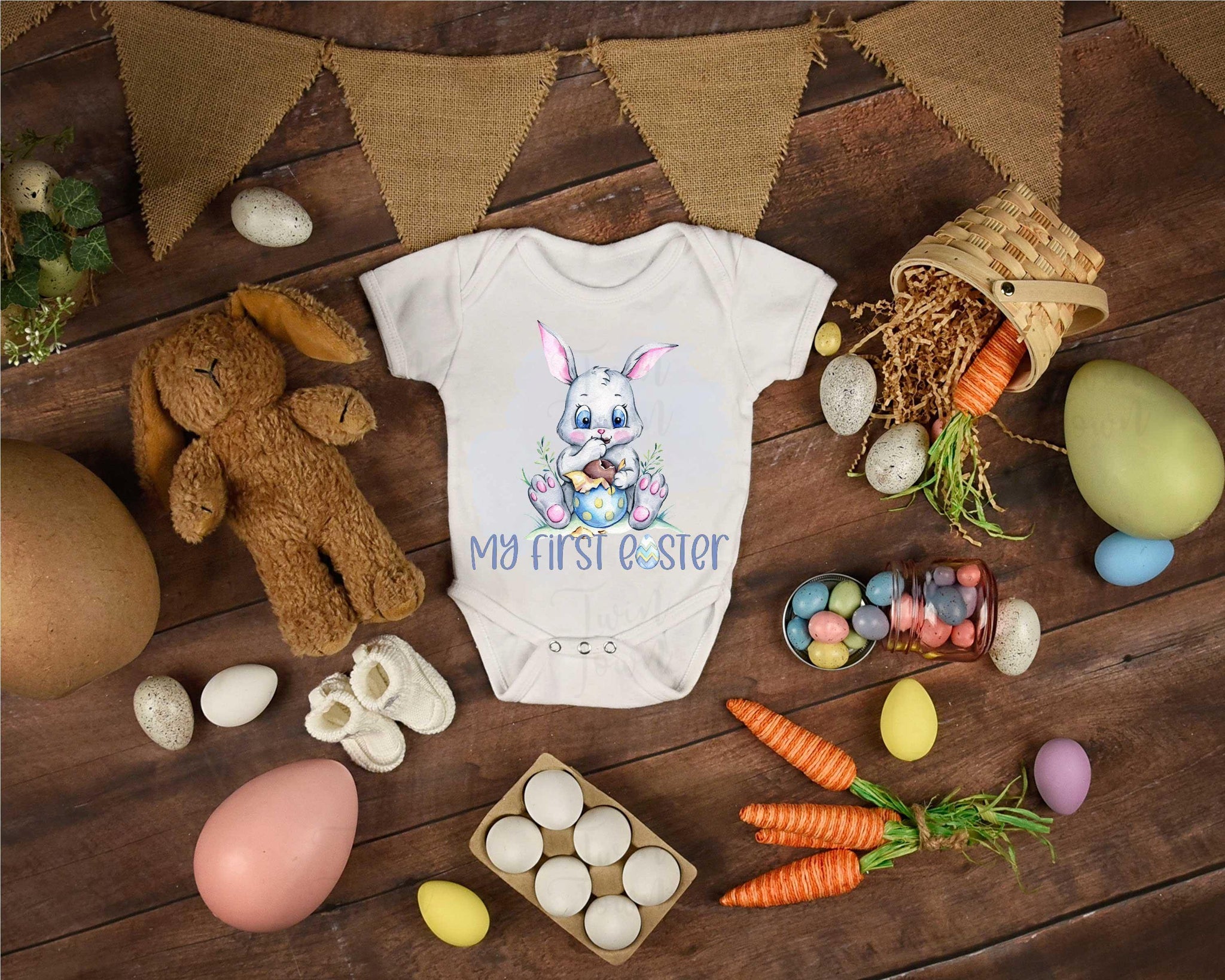 My First easter vest Boy bunny - Twin Town Crafts