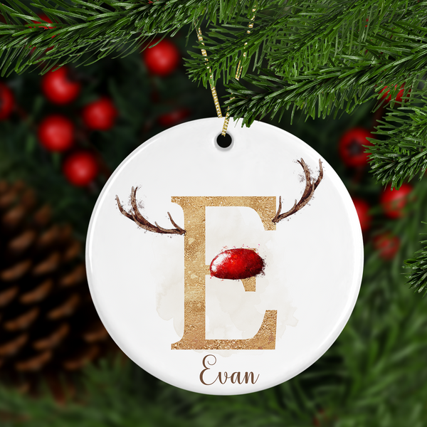 Personalised Reindeer alphabet Christmas tree decoration