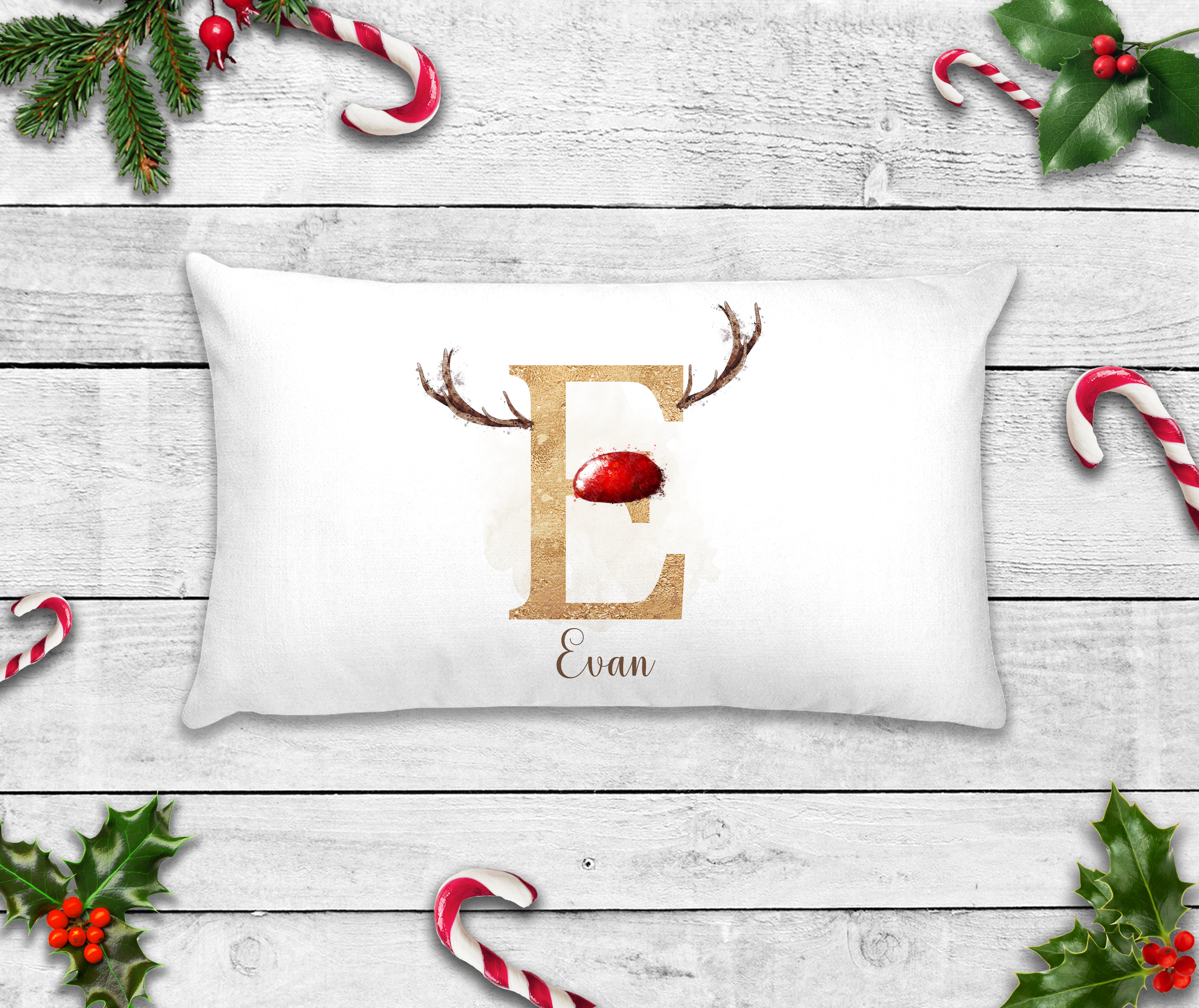 Personalised Reindeer alphabet Pillowcase