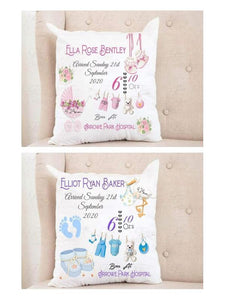 Personalised Birth Baby Stat Announcement Pillow - Twin Town Crafts