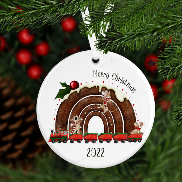 Christmas Pudding rainbow train Christmas tree decoration