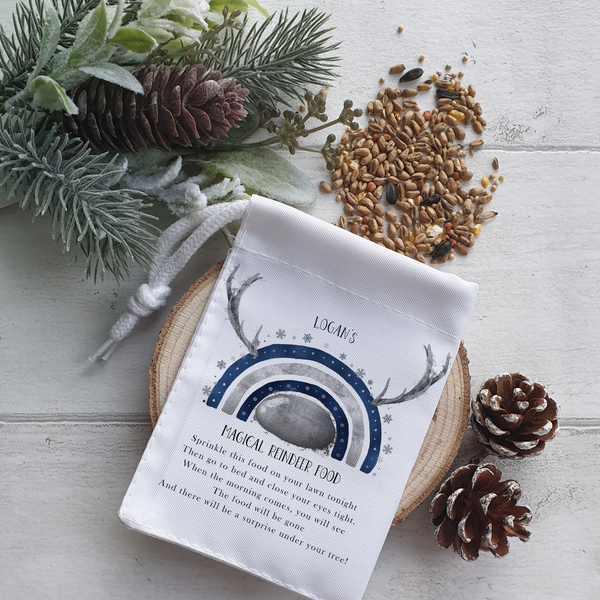 Navy and Gold/Navy and Silver Reindeer food bag