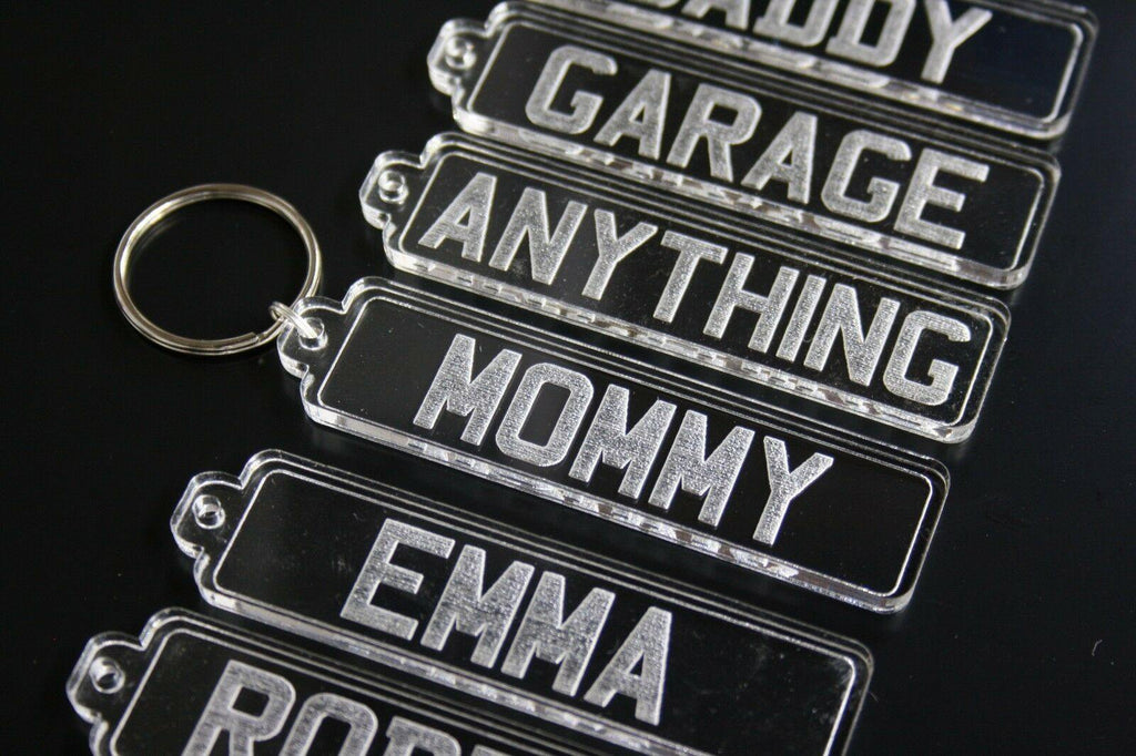 Personalised Acrylic Keyrings Custom Number Plate Design