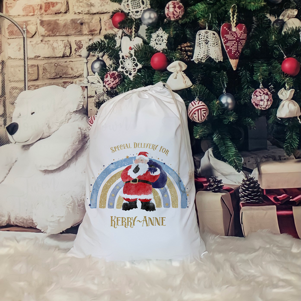 Green/blue Christmas rainbow christmas sack