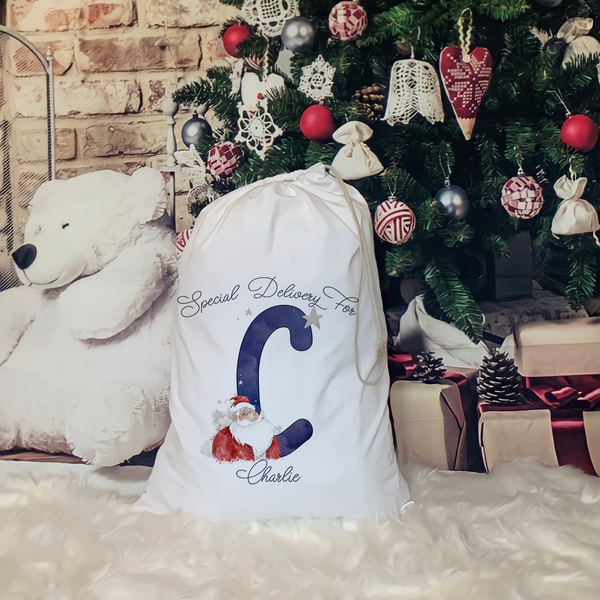 Personalised santa alphabet christmas sack