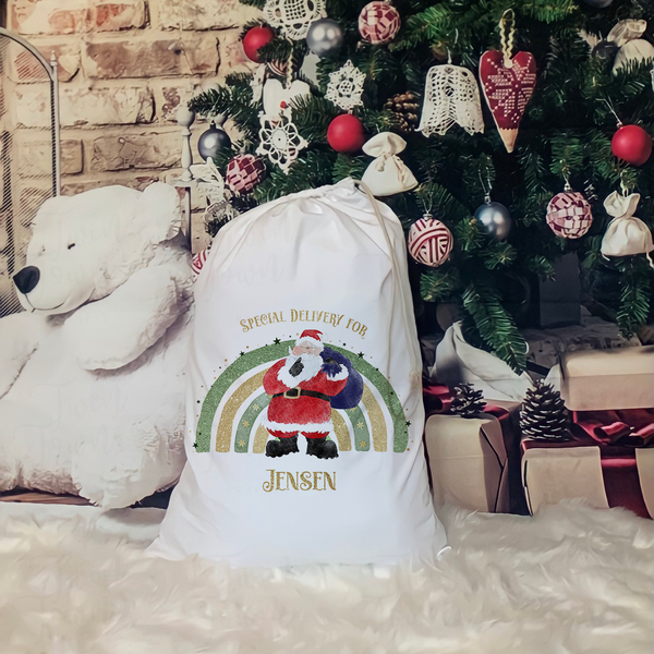 Green/blue Christmas rainbow christmas sack