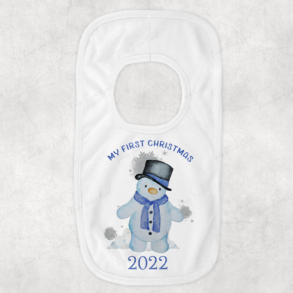 My First Christmas Snowman Bib