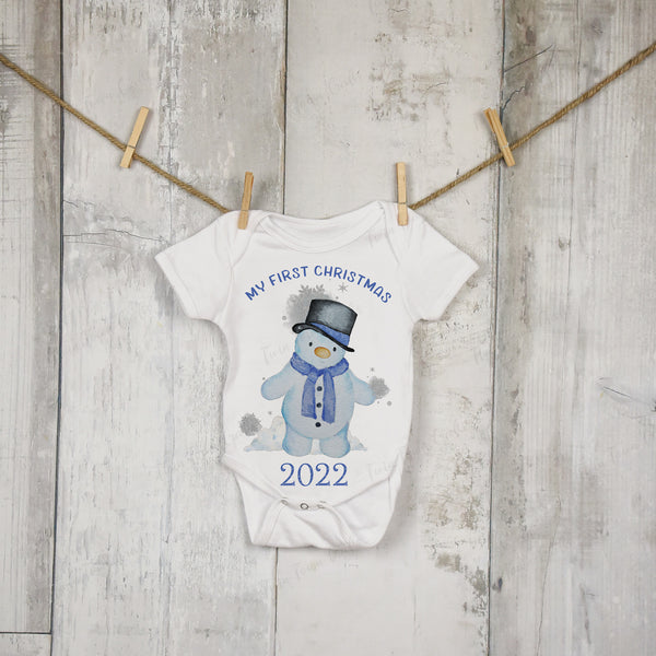 My first Christmas Snowman baby vest
