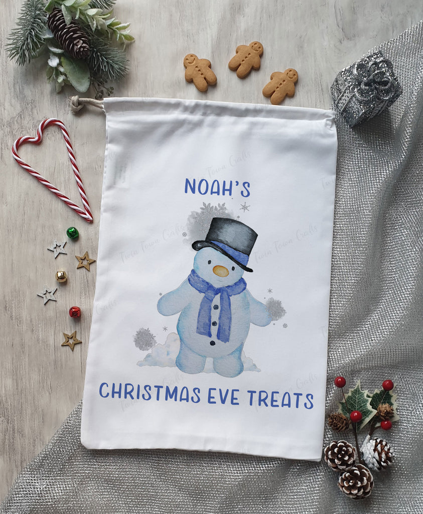 Personalised Snowman Christmas eve treat bag