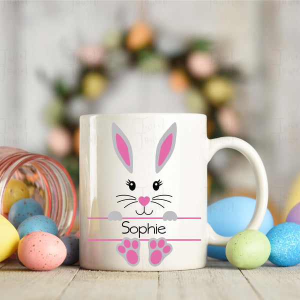 Personalised pink bunny mug - Twin Town Crafts