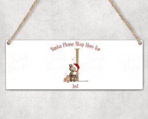 Christmas Brown teddy bear alphabet Sign - Twin Town Crafts
