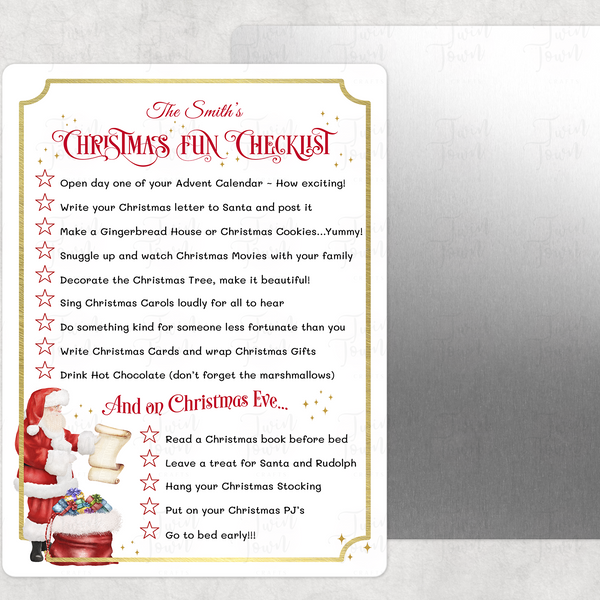 Personalised nostalgic christmas checklist