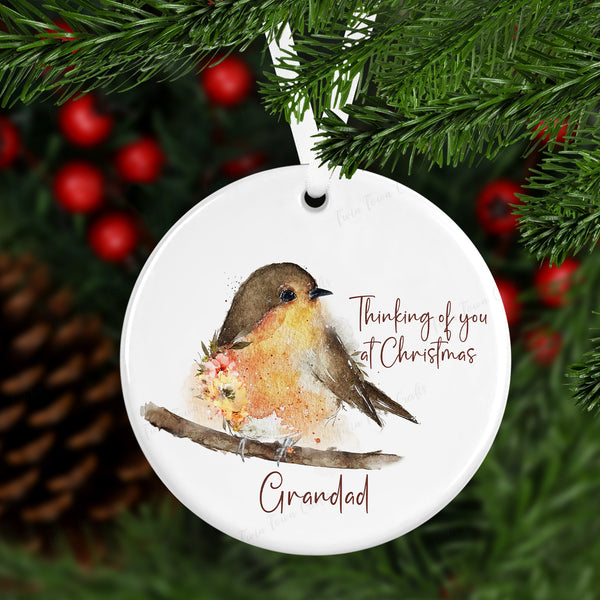 Memorial Christmas Robin tree decoration