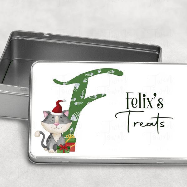 Christmas cat treats tin - Twin Town Crafts