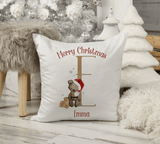 Christmas Brown teddy bear alphabet Pillow - Twin Town Crafts