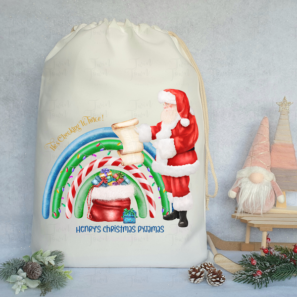 Personalised nostalgic Santa christmas pyjama bag