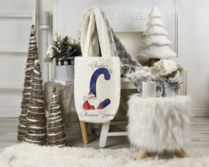 Personalised santa alphabet Christmas tote bag
