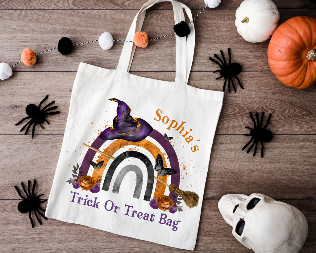 Personalised Halloween Witch Rainbow trick or treat bag