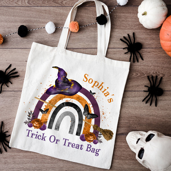 Personalised Halloween Witch Rainbow trick or treat bag